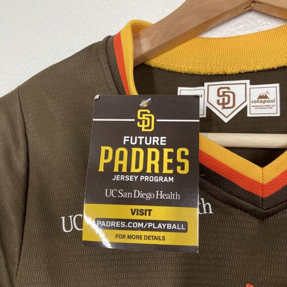 San Diego Padres Jersey Youth Small Brown Yellow MLB Baseball Little League 24 - Picture 5 of 14